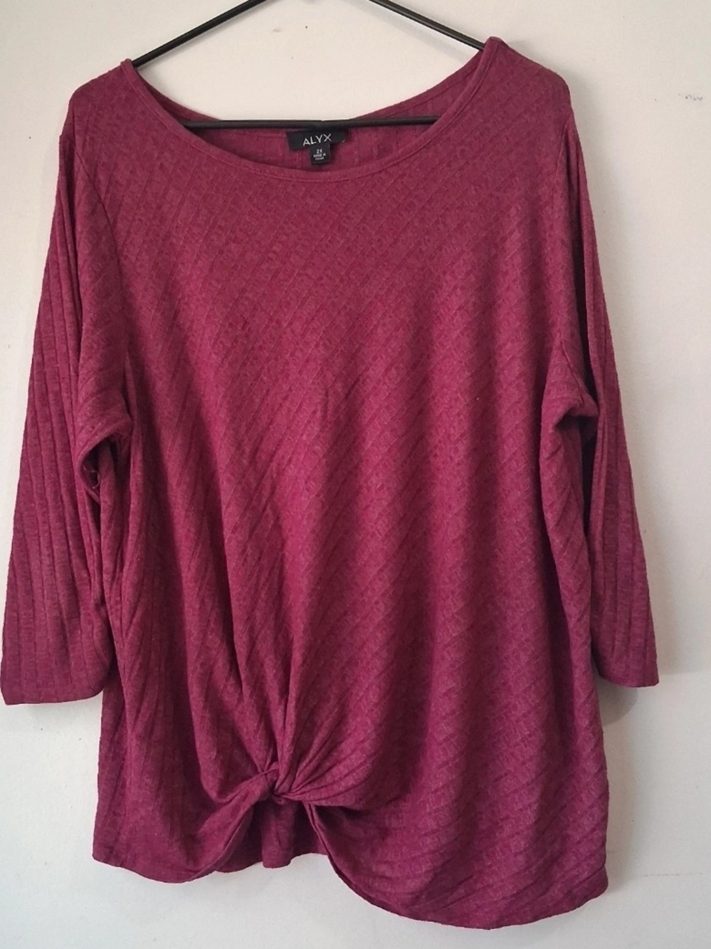 Alyx 2x ribbed burgundy long-sleeve top